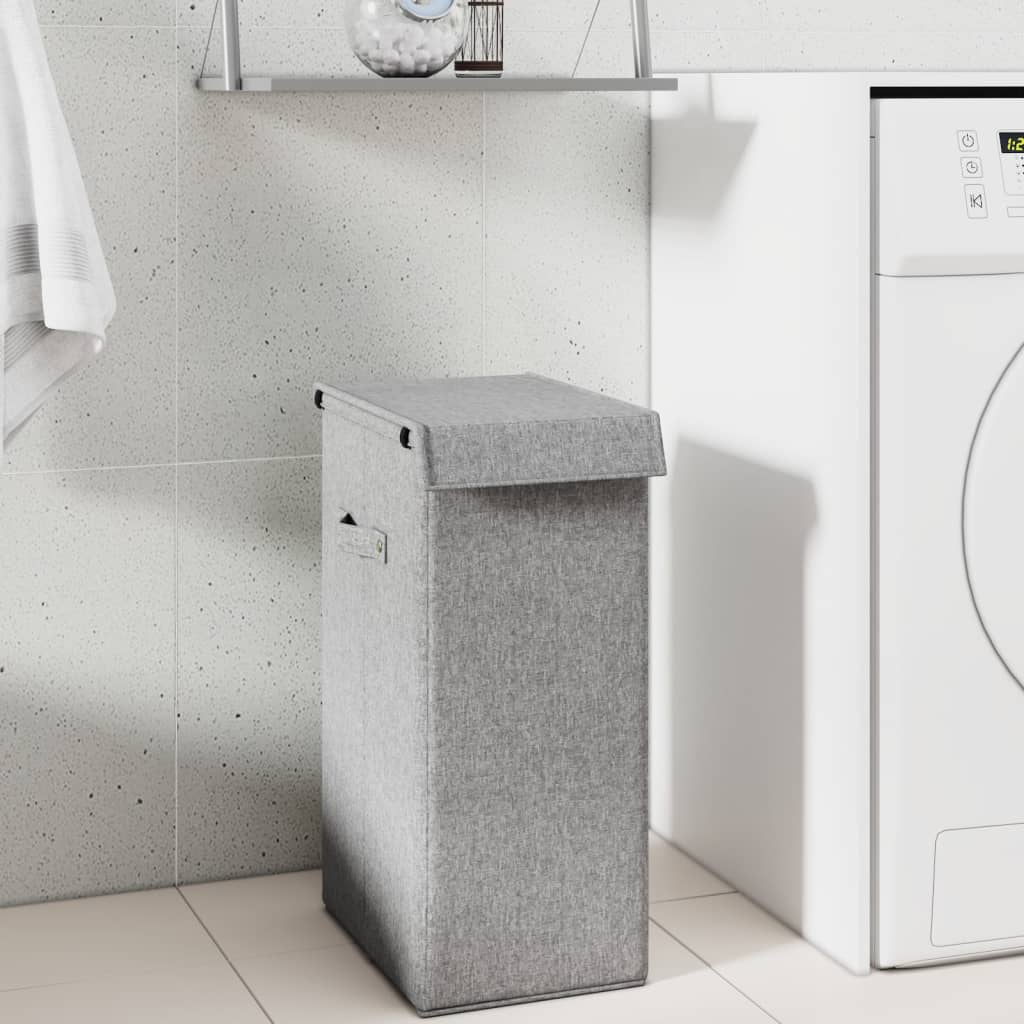 Foldbar Vasketøjskurv 26x34,5x59,5 Cm Kunstigt Linned Grå - Vidaxl
