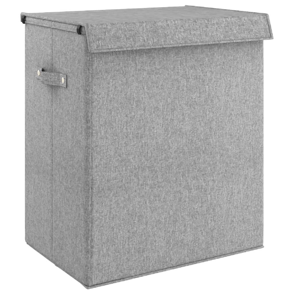foldbar vasketøjskurv 51x34,5x59 cm kunstigt linned grå