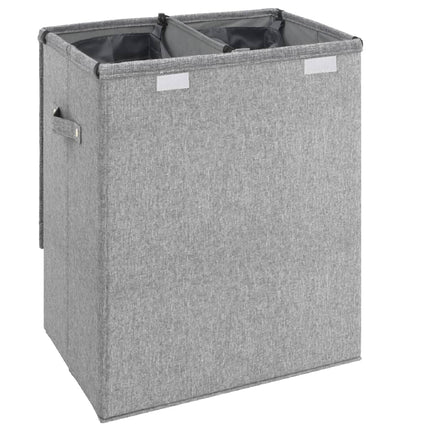 foldbar vasketøjskurv 51x34,5x59 cm kunstigt linned grå