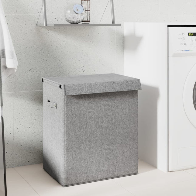 foldbar vasketøjskurv 51x34,5x59 cm kunstigt linned grå