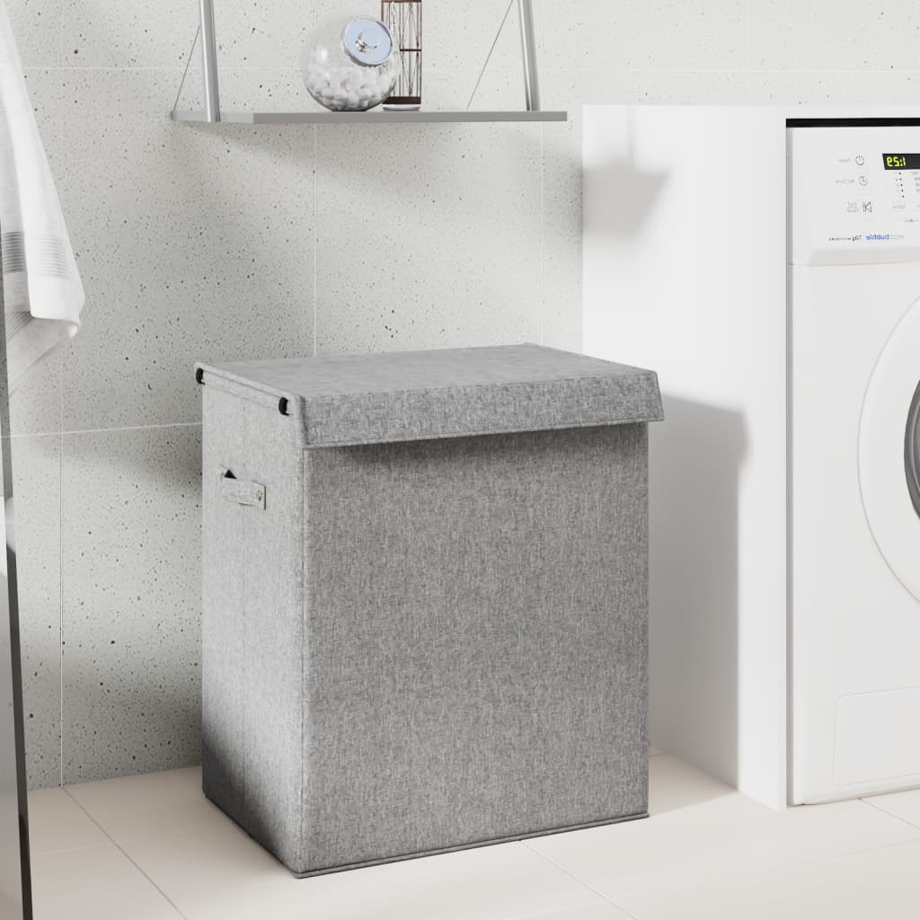 Foldbar Vasketøjskurv 51x34,5x59 Cm Kunstigt Linned Grå - Vidaxl