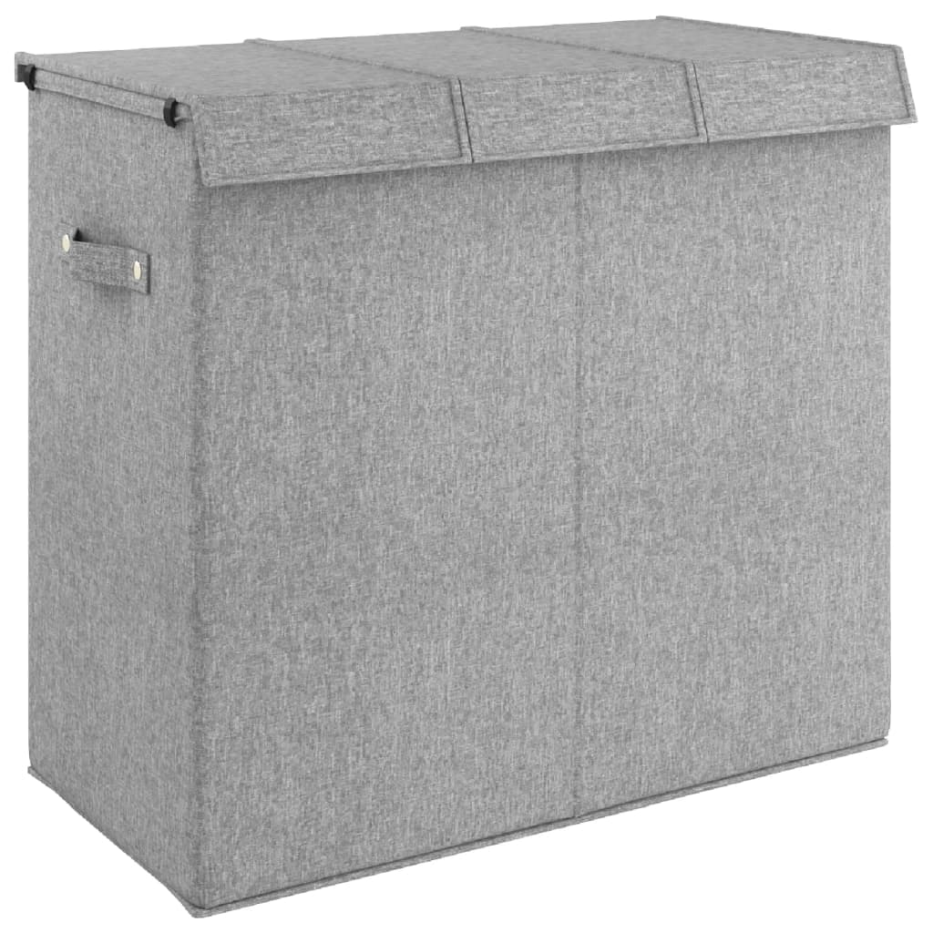 foldbar vasketøjskurv 64,5x34,5x59 cm kunstigt linned grå