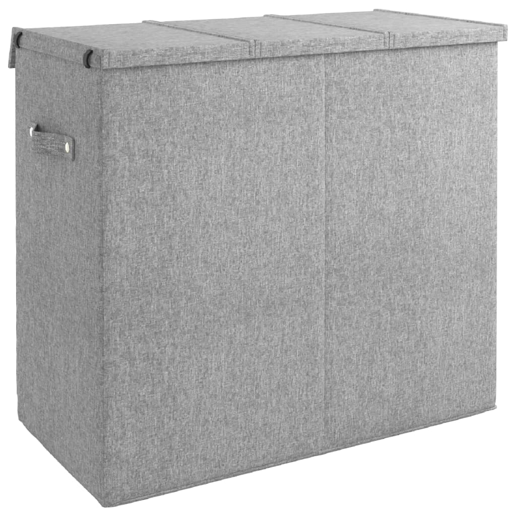 foldbar vasketøjskurv 64,5x34,5x59 cm kunstigt linned grå