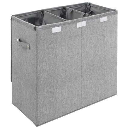 foldbar vasketøjskurv 64,5x34,5x59 cm kunstigt linned grå