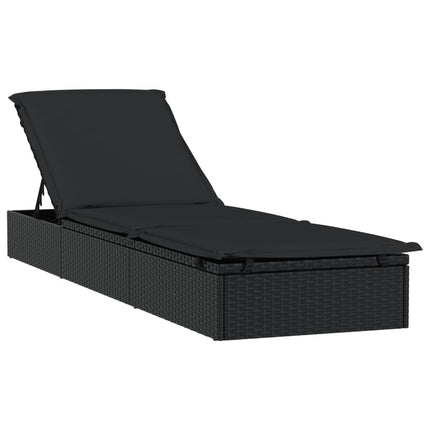 liggestol 1 stk. med hynde 201x55x62 cm polyrattan sort
