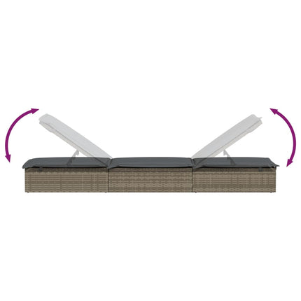 liggestole 2 stk. med bord polyrattan grå