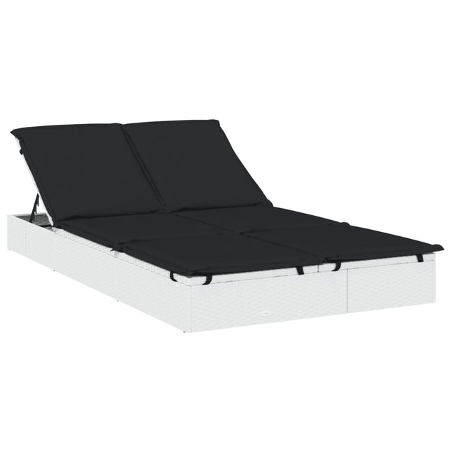 2-personers solseng med hynder polyrattan hvid