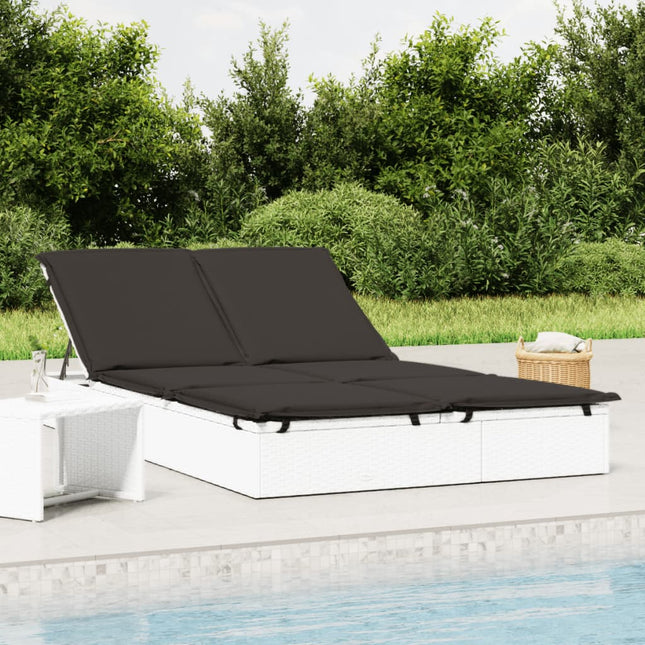 2-personers solseng med hynder polyrattan hvid