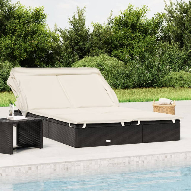 2-personers solseng foldbart tag 213x118x97 cm polyrattan sort