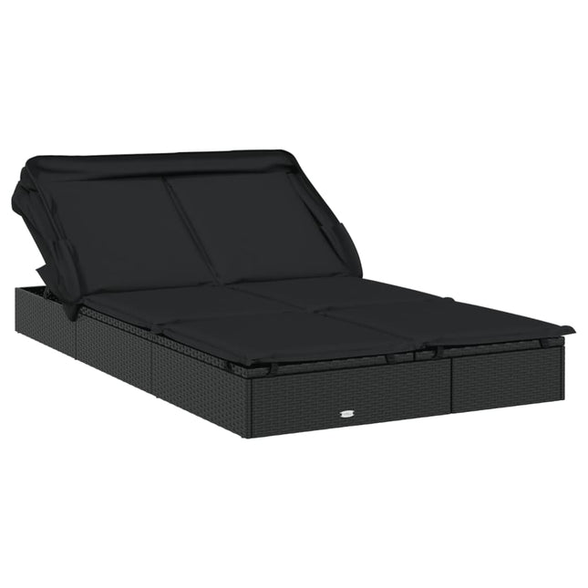 2-personers solseng foldbart tag 213x118x97 cm polyrattan sort