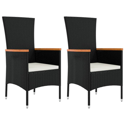 havestole med hynder 2 stk. polyrattan sort