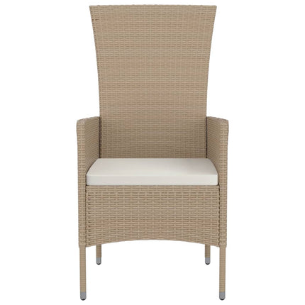 havestole med hynder 2 stk. polyrattan beige