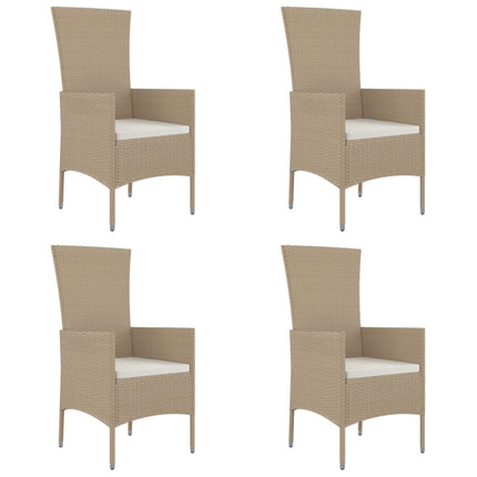 havestole med hynder 4 stk. polyrattan beige