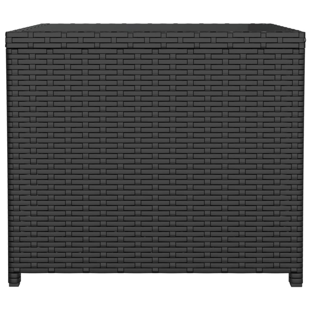 havebord med glasbordplade polyrattan og hærdet glas sort