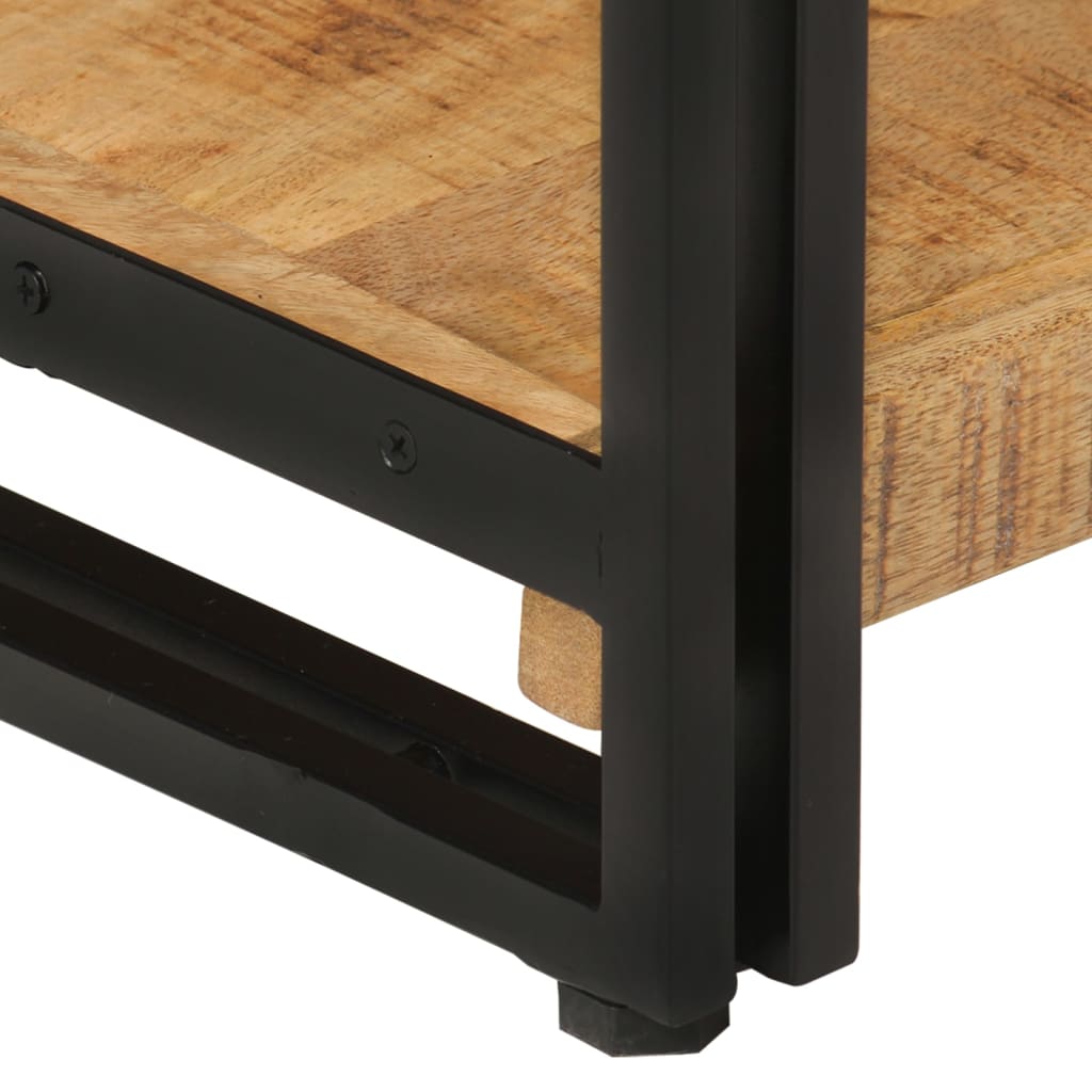 bogreol med 3 hylder 77x30x80 cm massivt mangotræ og jern