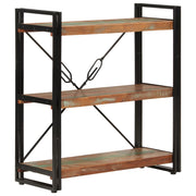bogreol med 3 hylder 77x30x80 cm massivt genbrugstræ og jern