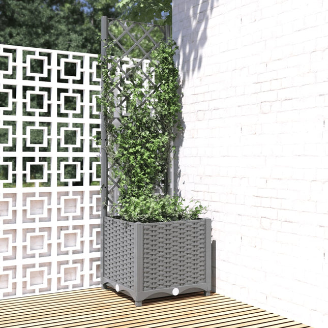 plantekasse med espalier 40x40x136 cm PP lysegrå