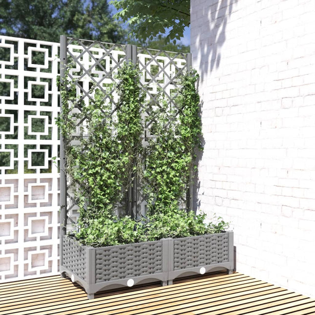 plantekasse med espalier 80x40x121,5 cm PP lysegrå