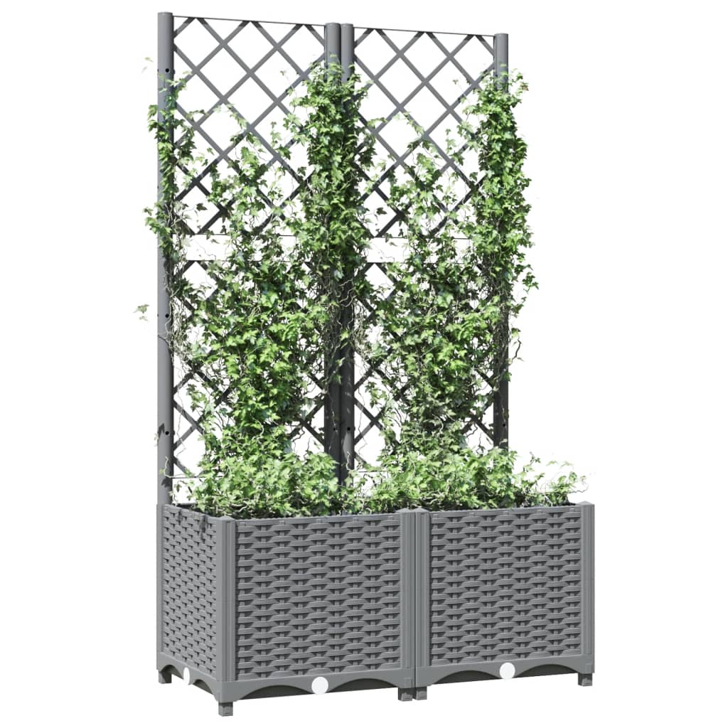 plantekasse med espalier 80x40x136 cm PP lysegrå