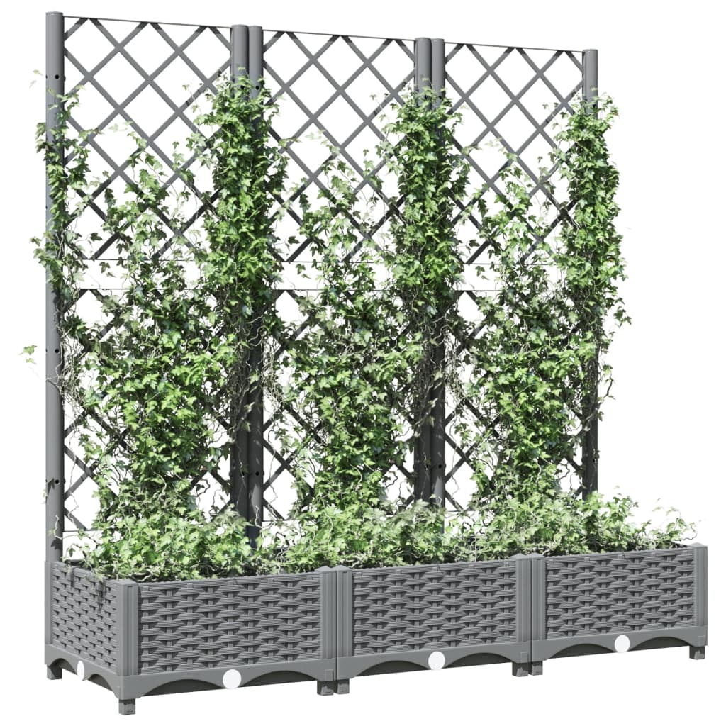 plantekasse med espalier 120x40x121,5 cm PP lysegrå