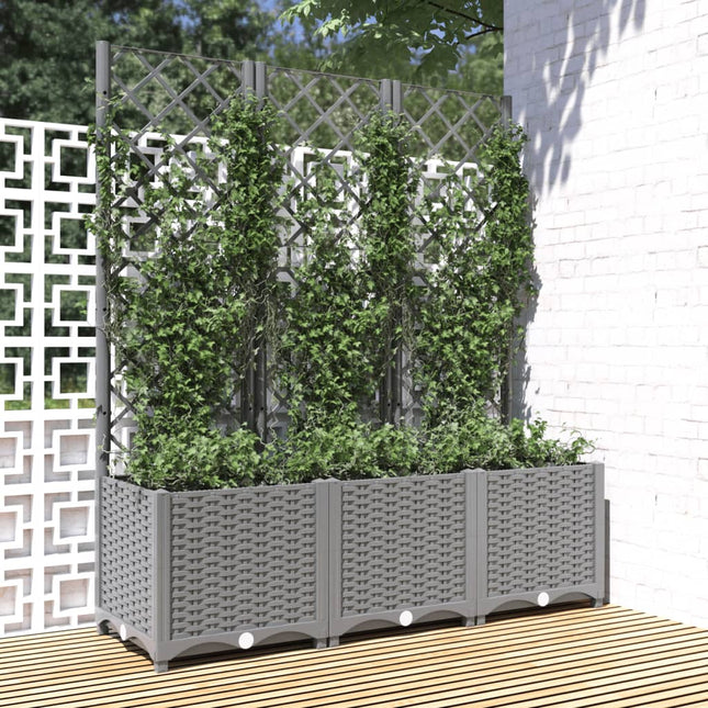 plantekasse med espalier 120x40x136 cm PP lysegrå