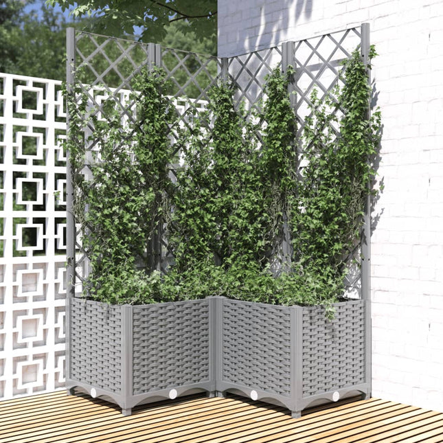 plantekasse med espalier 80x80x136 cm PP lysegrå