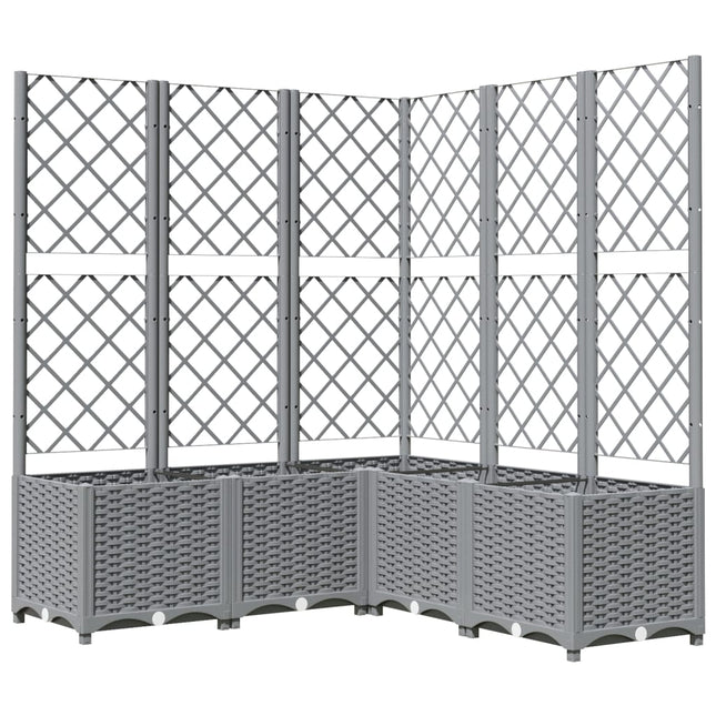 plantekasse med espalier 120x120x136 cm PP lysegrå