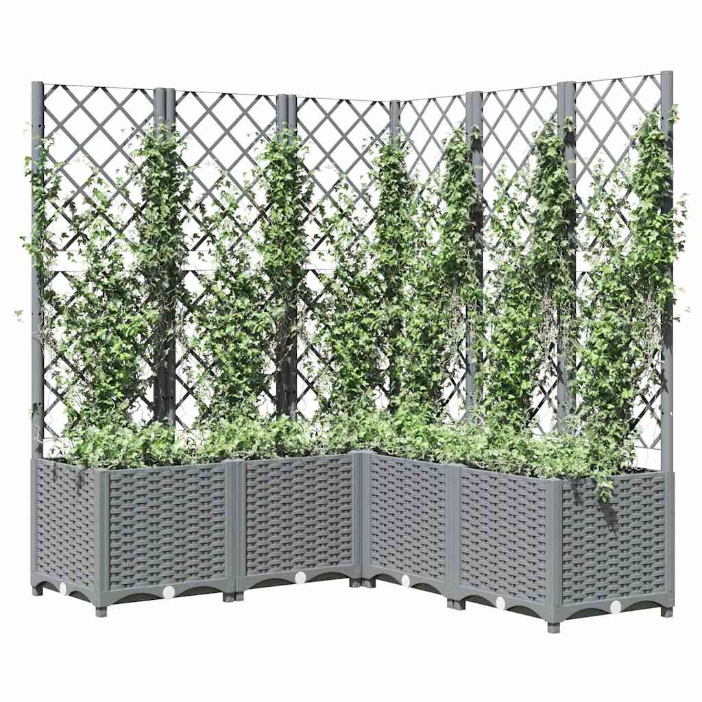plantekasse med espalier 120x120x136 cm PP lysegrå