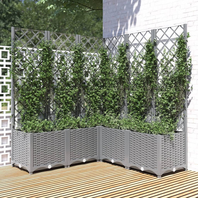 plantekasse med espalier 120x120x136 cm PP lysegrå