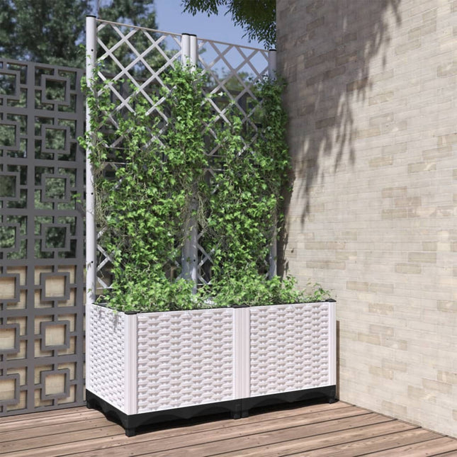 plantekasse med espalier 80x40x136 cm PP hvid