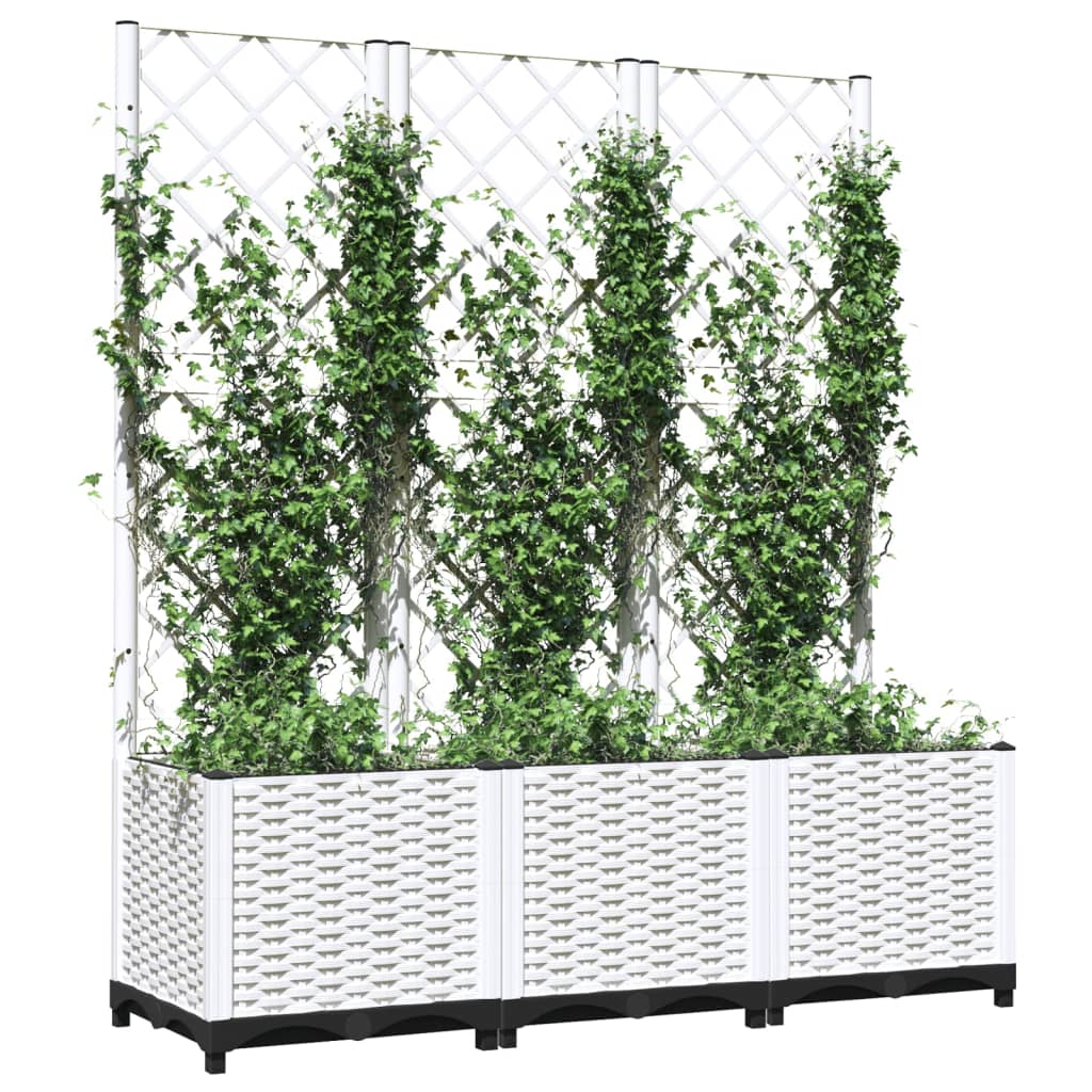 plantekasse med espalier 120x40x136 cm PP hvid