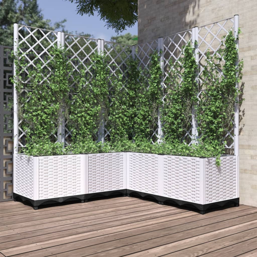 plantekasse med espalier 120x120x136 cm PP hvid