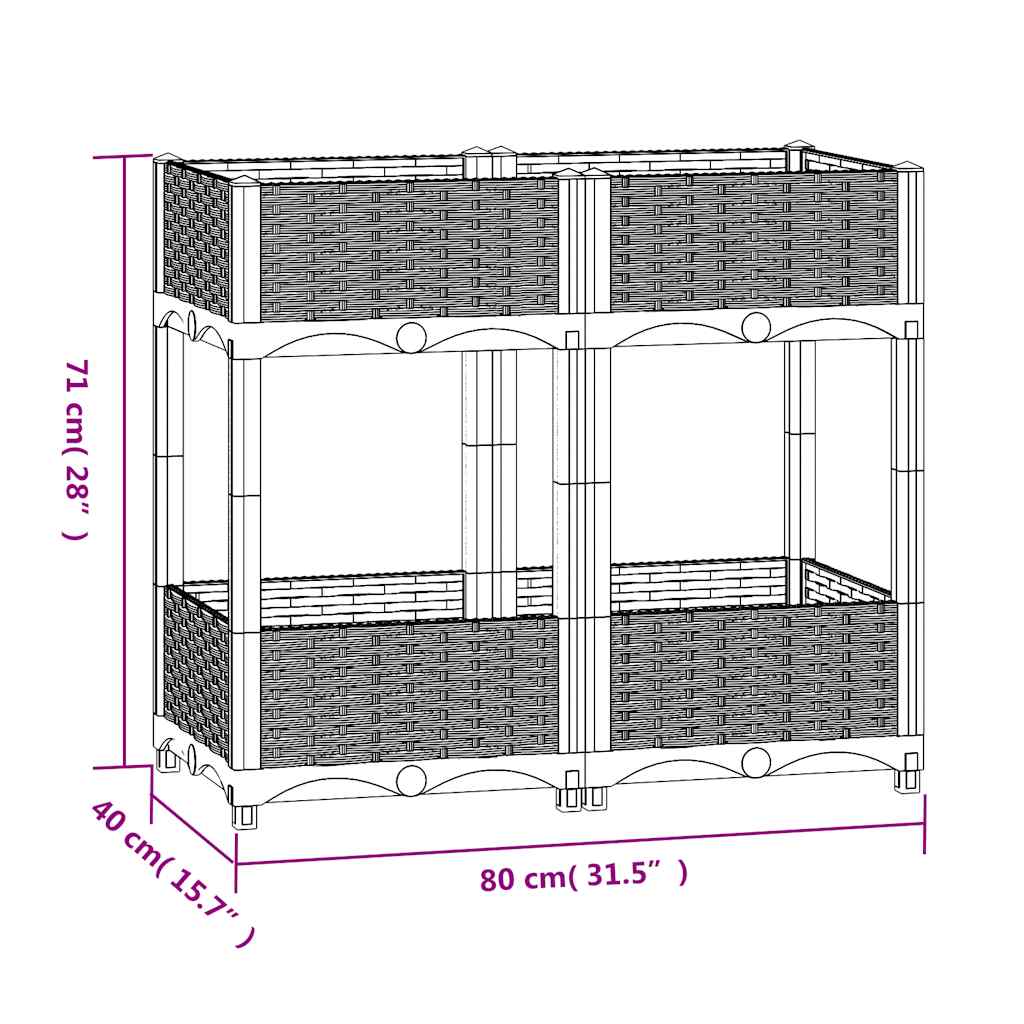 højbed 80x40x71 cm polypropylen
