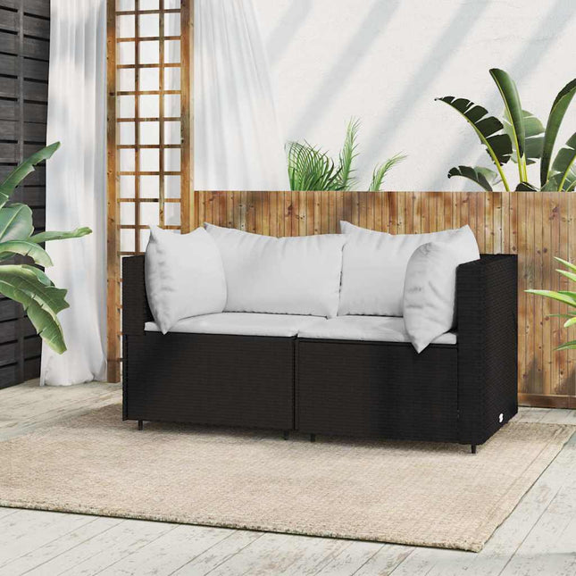 hjørnemodul til havesofa med hynder polyrattan sort
