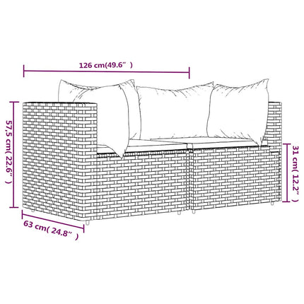hjørnemoduler til havesofa 2 stk. med hynder polyrattan sort