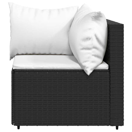 loungesæt til haven 3 dele med hynder polyrattan sort
