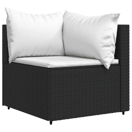 loungesæt til haven 4 dele med hynder polyrattan sort