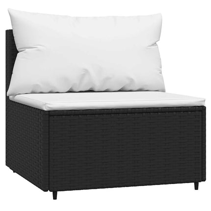 loungesæt til haven 4 dele med hynder polyrattan sort