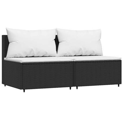 loungesæt til haven 3 dele med hynder polyrattan sort
