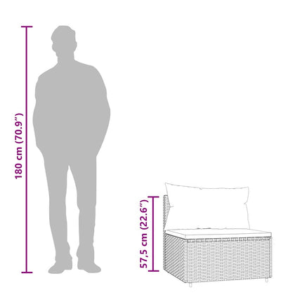 loungesæt til haven 3 dele med hynder polyrattan sort