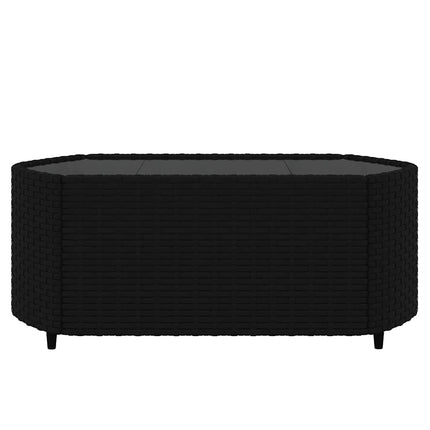 loungesæt til haven 3 dele med hynder polyrattan sort