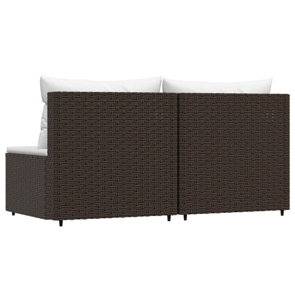 midtermoduler til havesofa 2 stk. med hynder polyrattan brun