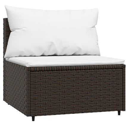 loungesæt til haven 3 dele med hynder polyrattan brun