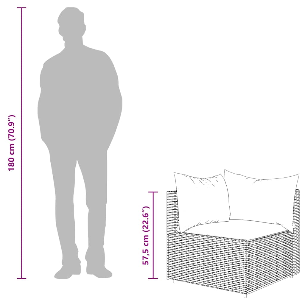 hjørnemoduler til havesofa 2 stk. med hynder polyrattan grå