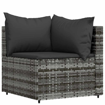 loungesæt til haven 4 dele med hynder polyrattan grå