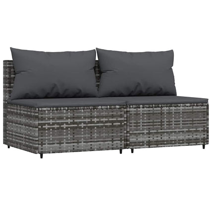 loungesæt til haven 3 dele med hynder polyrattan grå