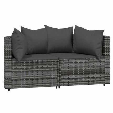 hjørnemoduler til havesofa 2 stk. med hynder polyrattan grå