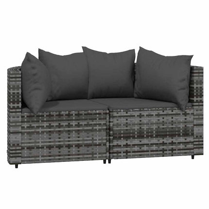 loungesæt til haven 3 dele med hynder polyrattan grå