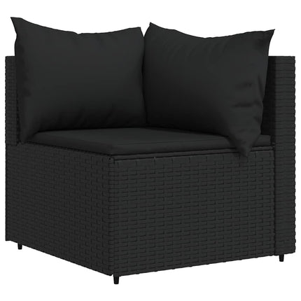 loungesæt til haven 3 dele med hynder polyrattan sort
