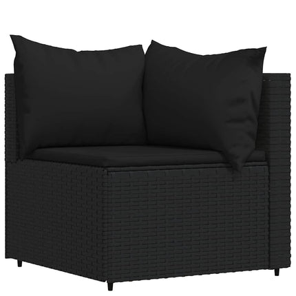 loungesæt til haven 4 dele med hynder polyrattan sort